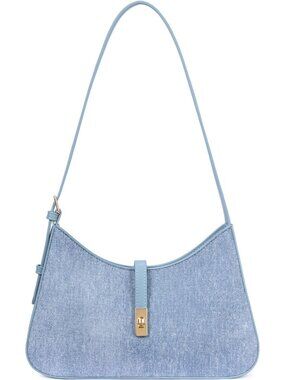 Denim Shoulder Bag for Women, Small Vegan Leather Purse